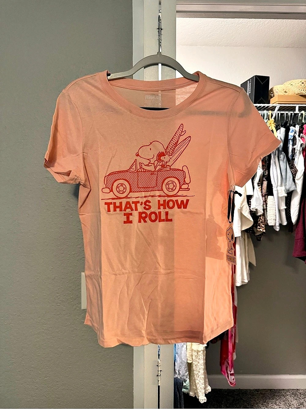 Snoopy Graphic Tee in Orange Large NWT